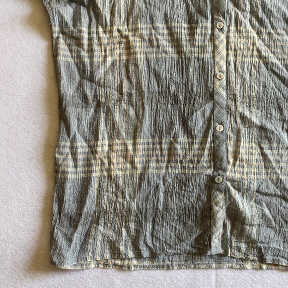 O'Neill Madras Shirt Womens L Gray Long Sleeve Oversized Button Up $54 NWT - Picture 5 of 10